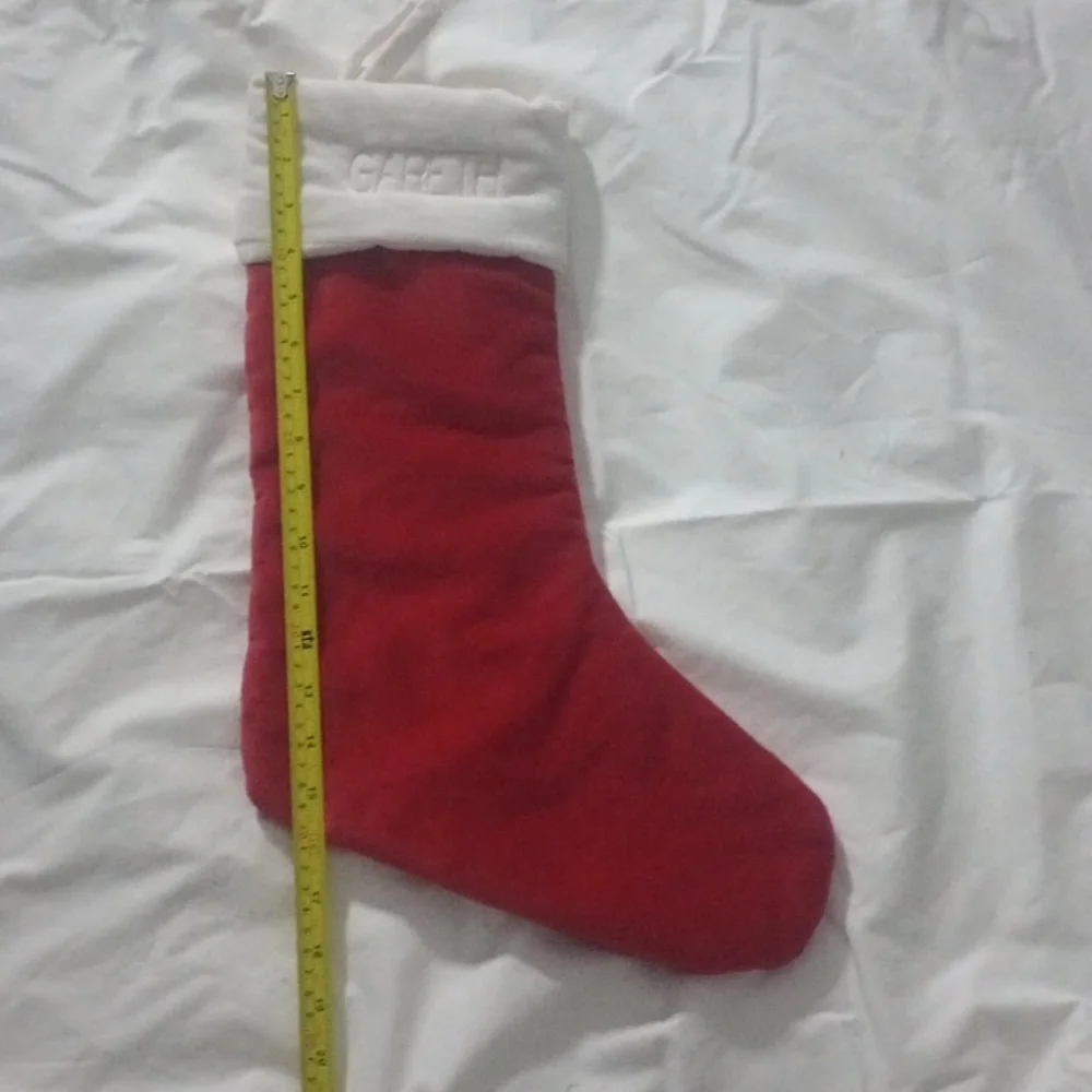 West elm “Gareth” red and cream velvet Christmas stocking